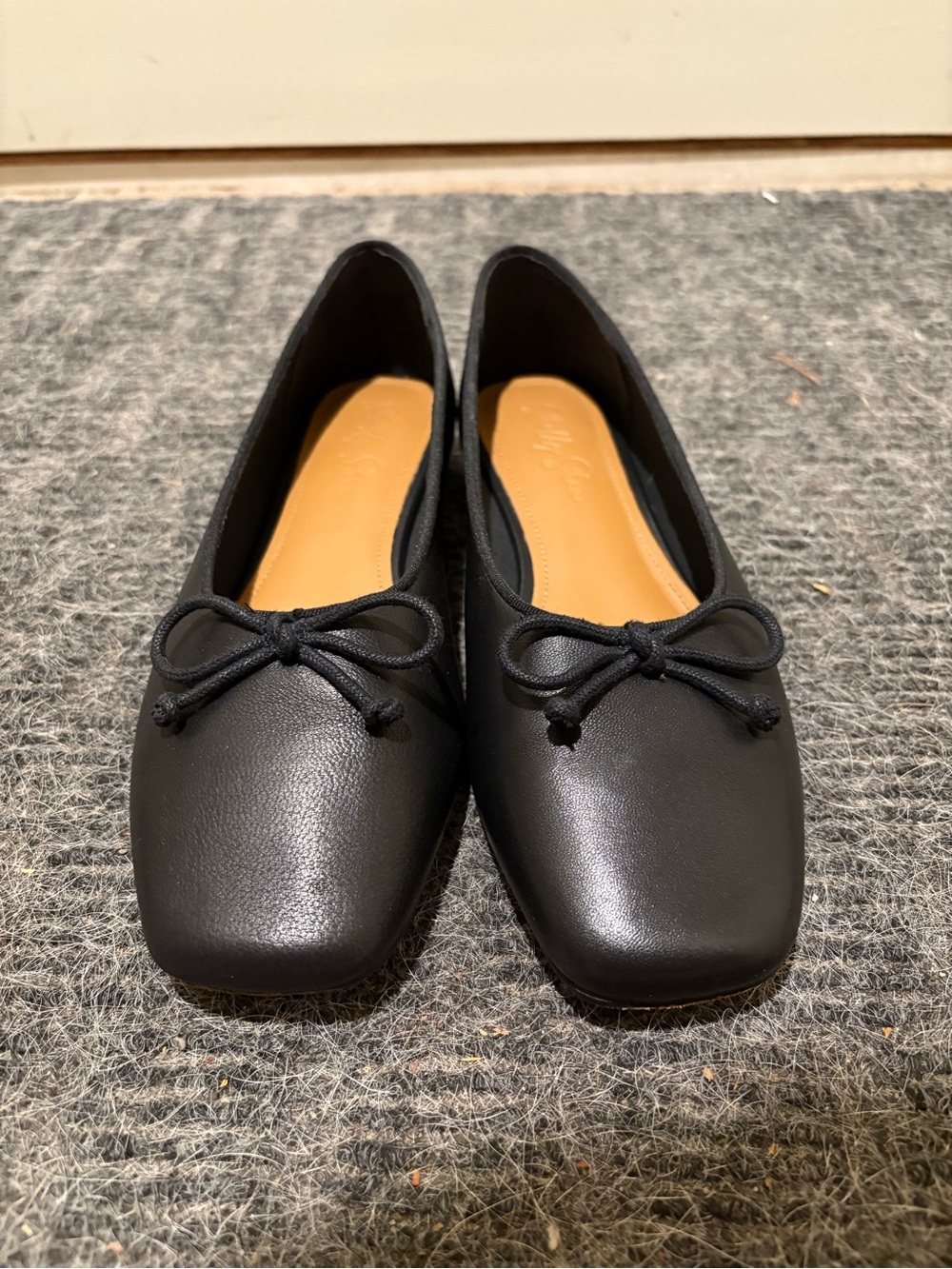 Black Leather Ballet Flats
